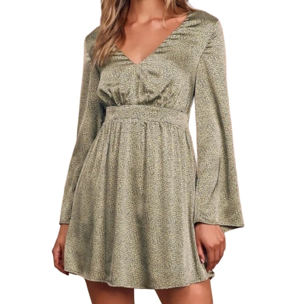 Lulu's Green Mini Dress with Flowy Fit